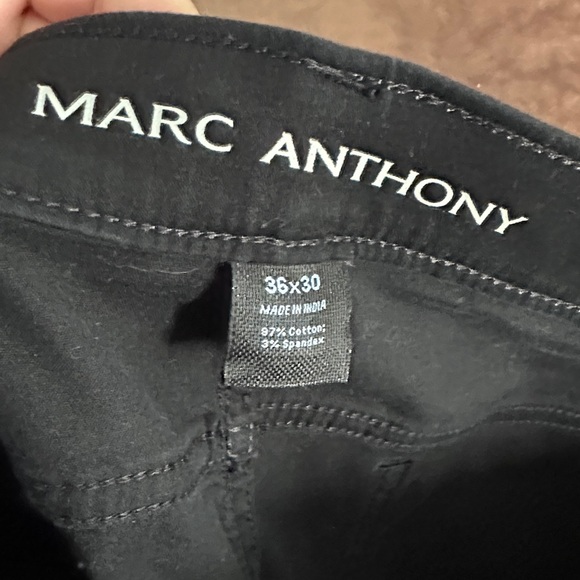 Marc Anthony Sleek Black Pants Stretch Waist Slim Straight Fit 36 X 30 - Picture 2 of 4